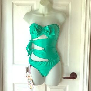 NEW Luli Fama one piece Swim Suit Jade Medium